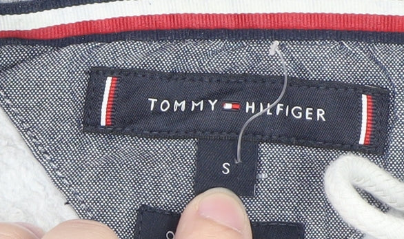 Tommy Hilfiger Men’s Grey Pullover Hoodie S Logo Fleece Sweatshirt