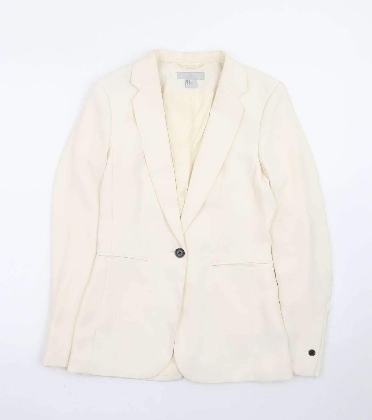 H&M Women's Ivory Single-Breasted Blazer Size 6 Slim Fit