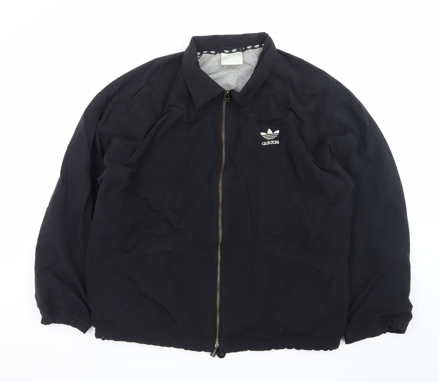 Adidas Mens Black 44/46 Bomber Jacket Full Zip Lined Casual