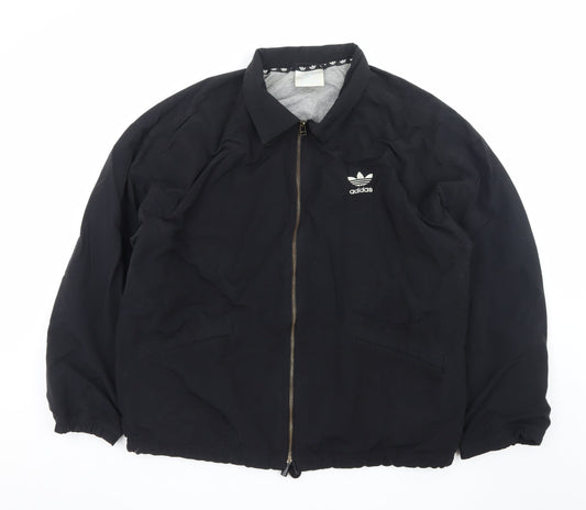 Adidas Mens Black 44/46 Bomber Jacket Full Zip Lined Casual