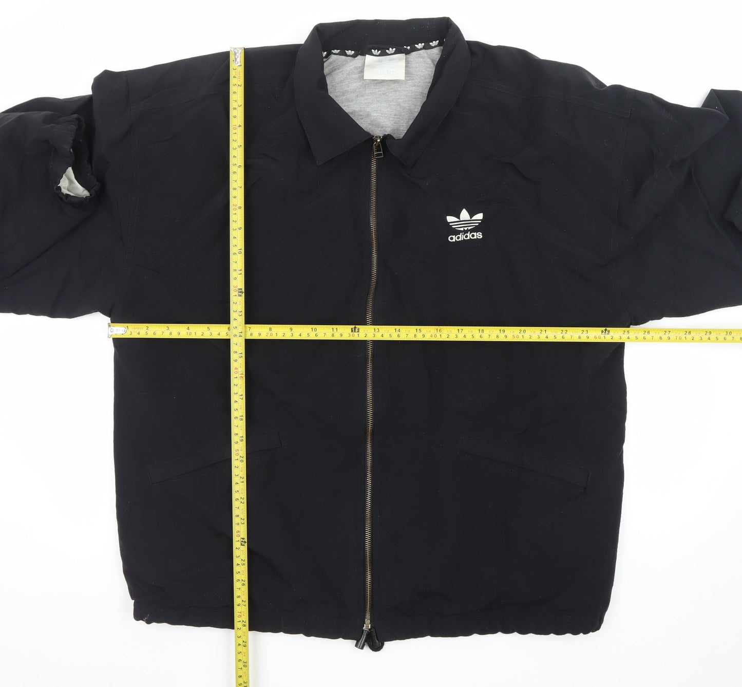 Adidas Mens Black 44/46 Bomber Jacket Full Zip Lined Casual