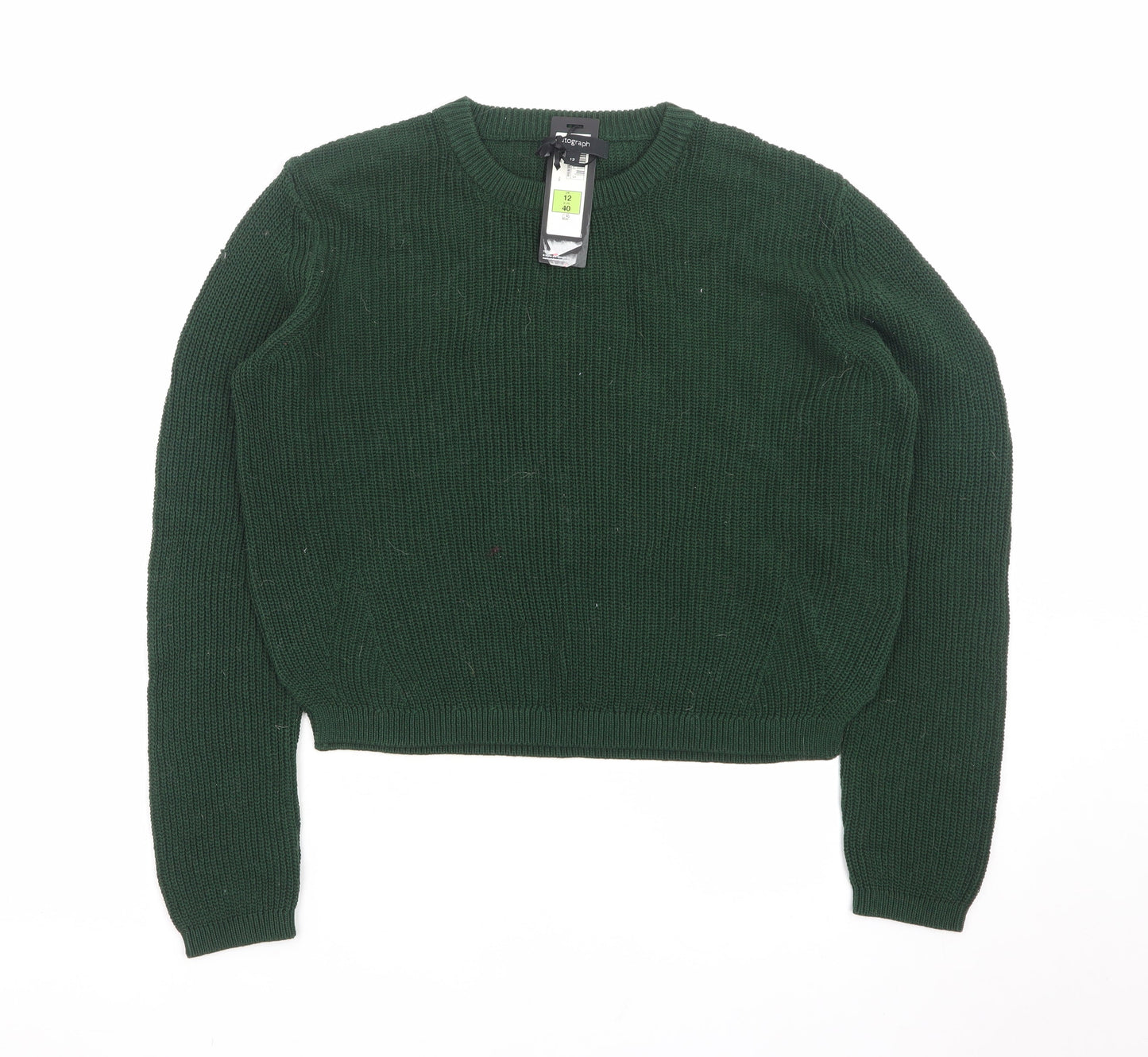 Marks and Spencer Women Green Size 12 Crew Neck Knit Jumper