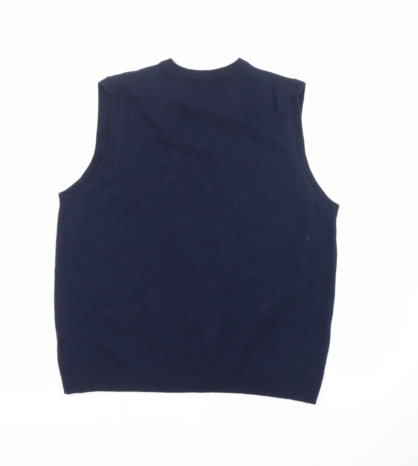 Marks and Spencer Men’s Blue XL Lambswool V-Neck Sleeveless Vest Jumper