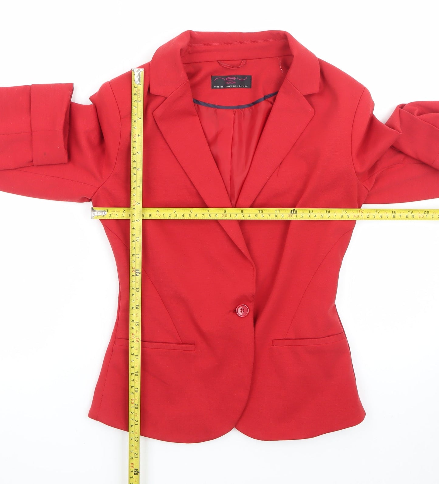 New Look Women's Red One-Button Blazer Jacket Size M Workwear