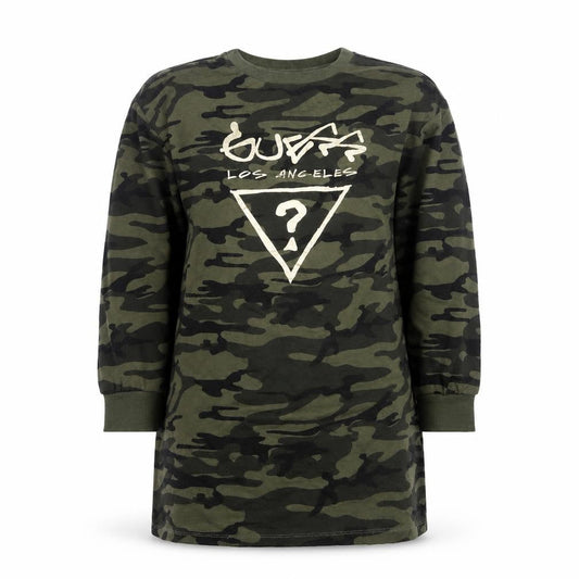Guess Women Green Camouflage T-Shirt Dress XS Long Sleeve