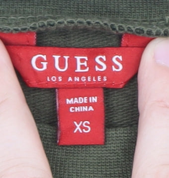 Guess Women Green Camouflage T-Shirt Dress XS Long Sleeve