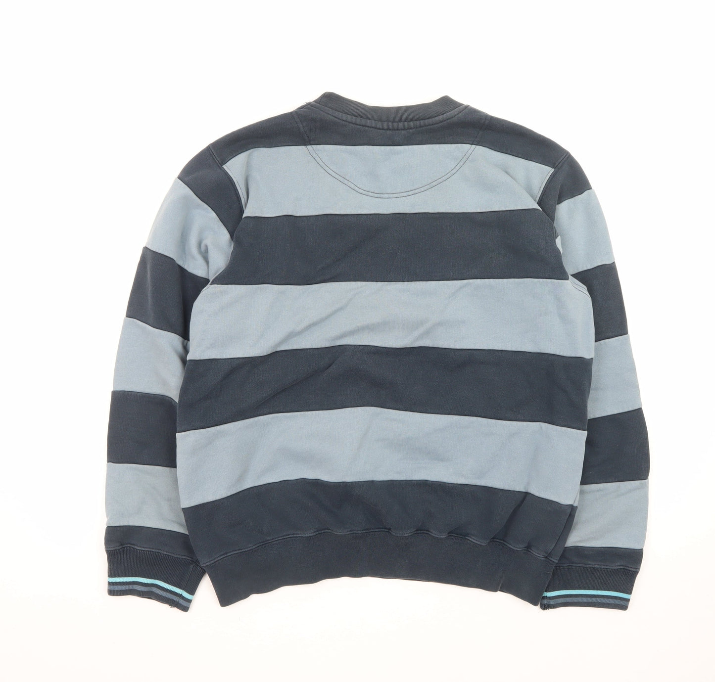 Fred Perry Men's Blue Striped Crew Neck Pullover Sweatshirt L