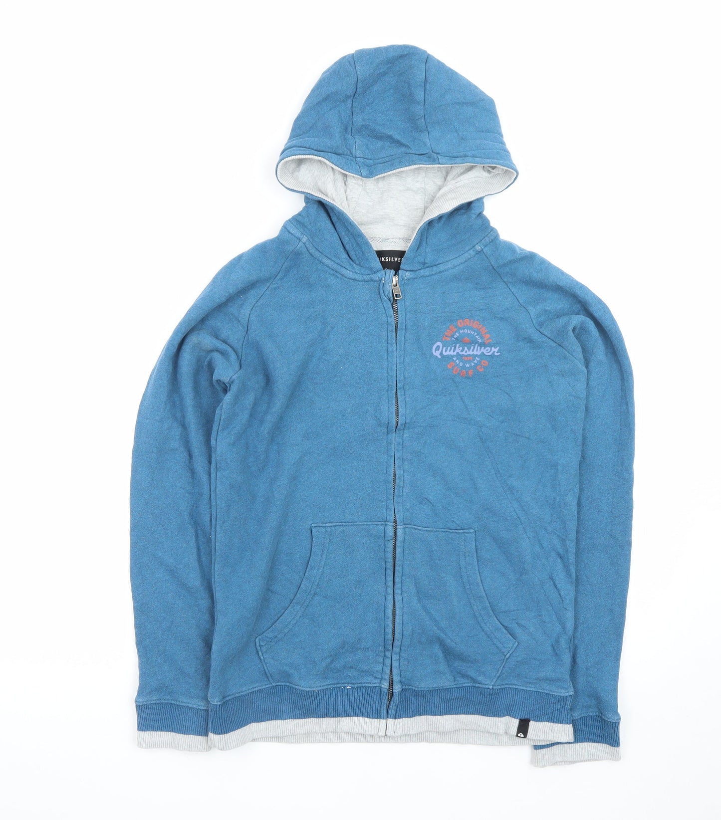 Quiksilver Men's Blue Full Zip Hoodie Size L Surf Logo Cotton Blend
