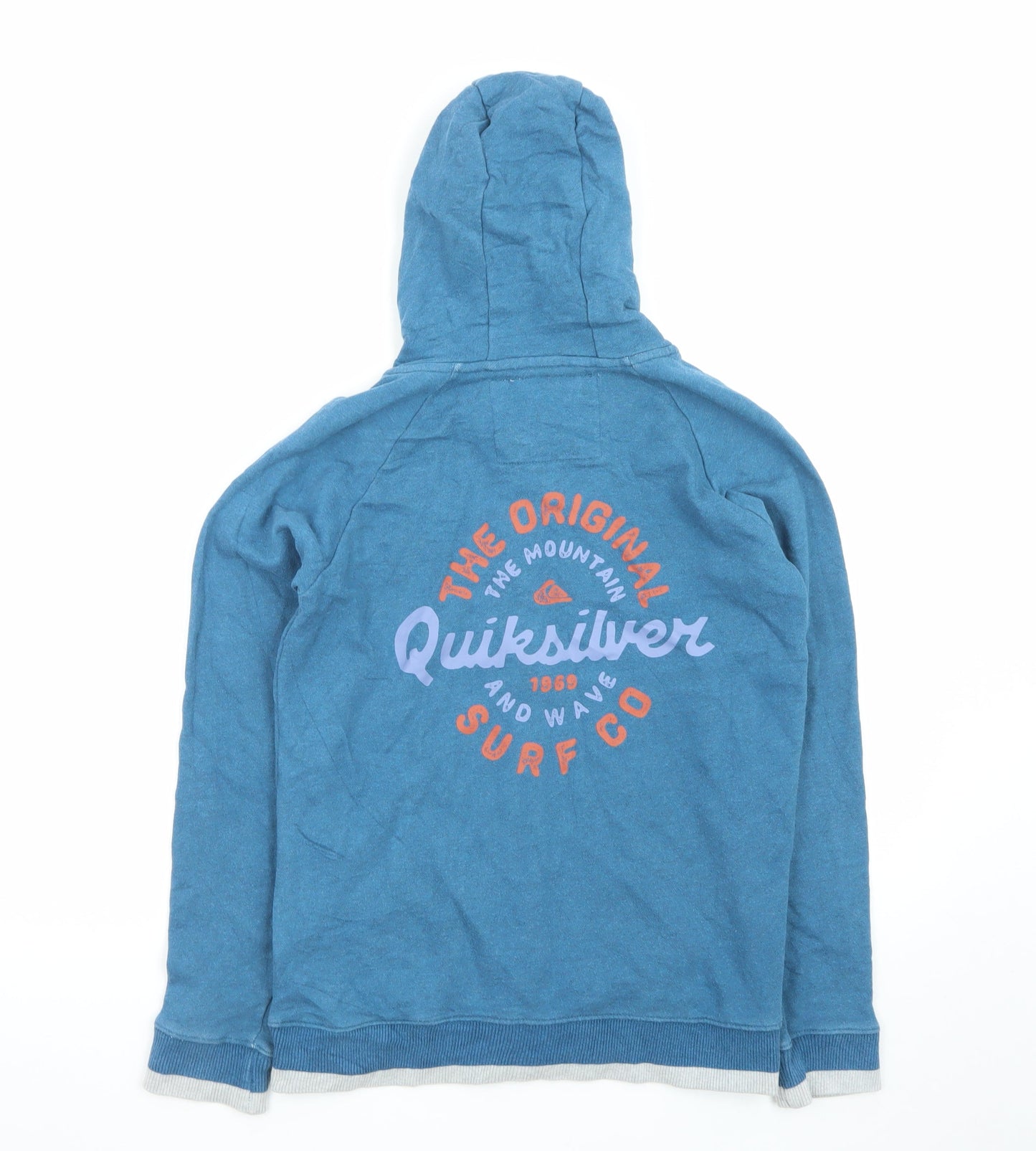 Quiksilver Men's Blue Full Zip Hoodie Size L Surf Logo Cotton Blend