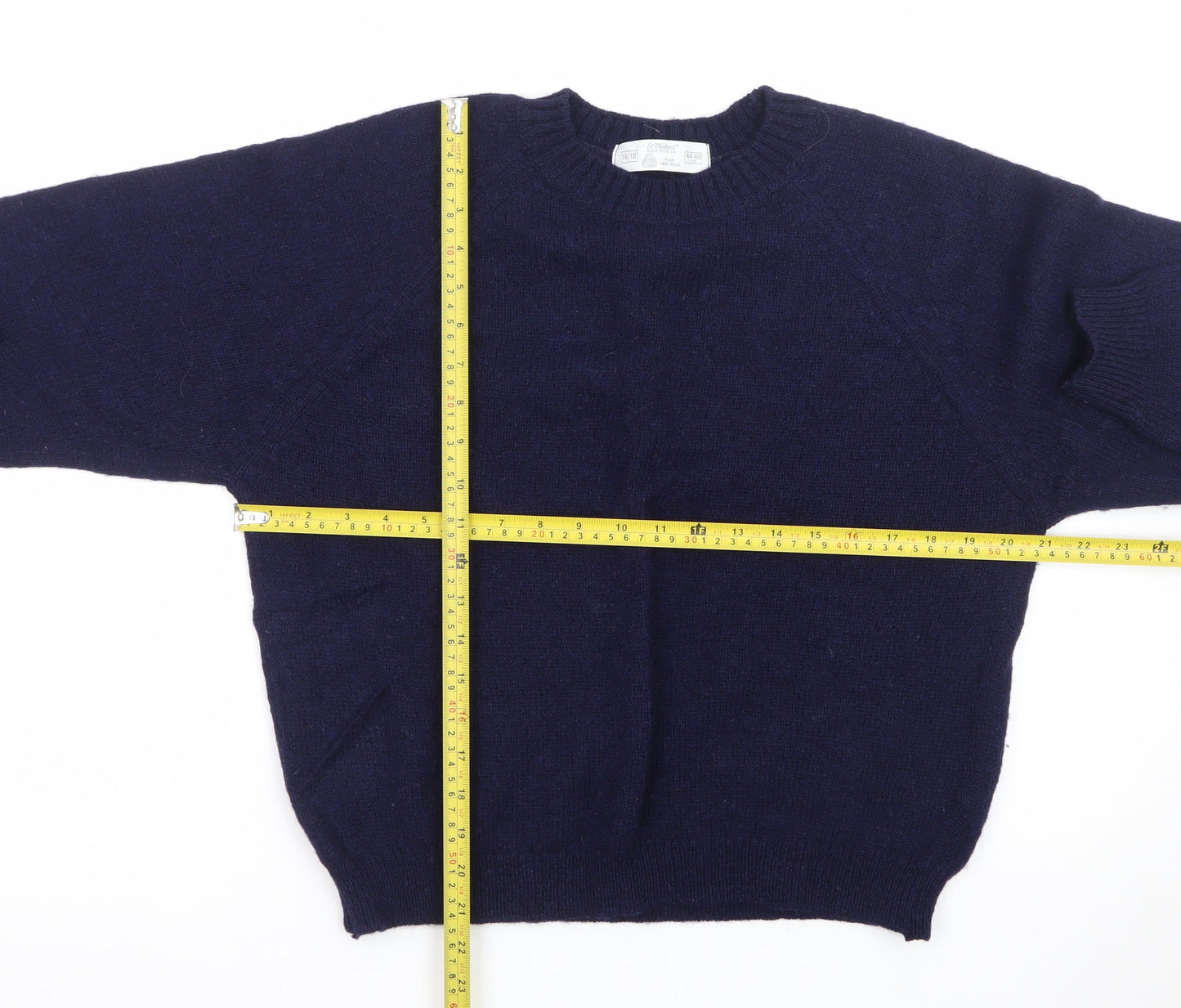 Marks & Spencer Women Navy Blue Wool Crew Neck Jumper Size 16/18