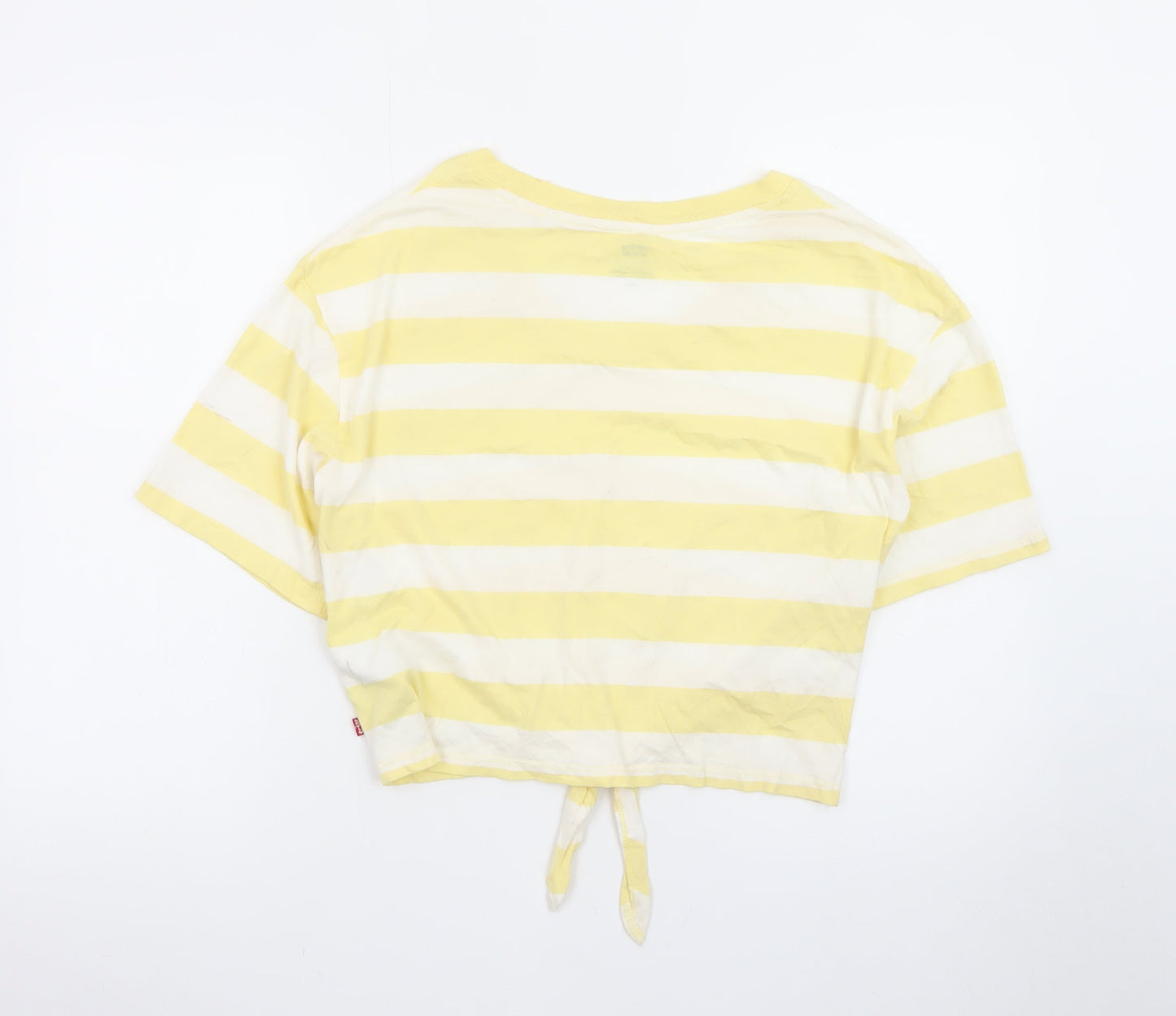 Levi's Women Yellow Striped Cropped T-Shirt Size S Casual Summer