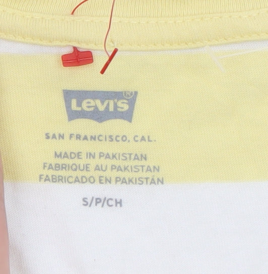 Levi's Women Yellow Striped Cropped T-Shirt Size S Casual Summer