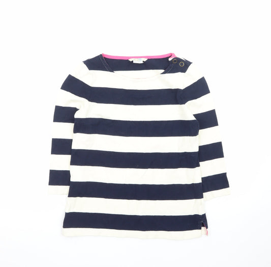 Boden Women’s Blue White Striped 3/4 Sleeve Cotton Boat Neck Top UK 10