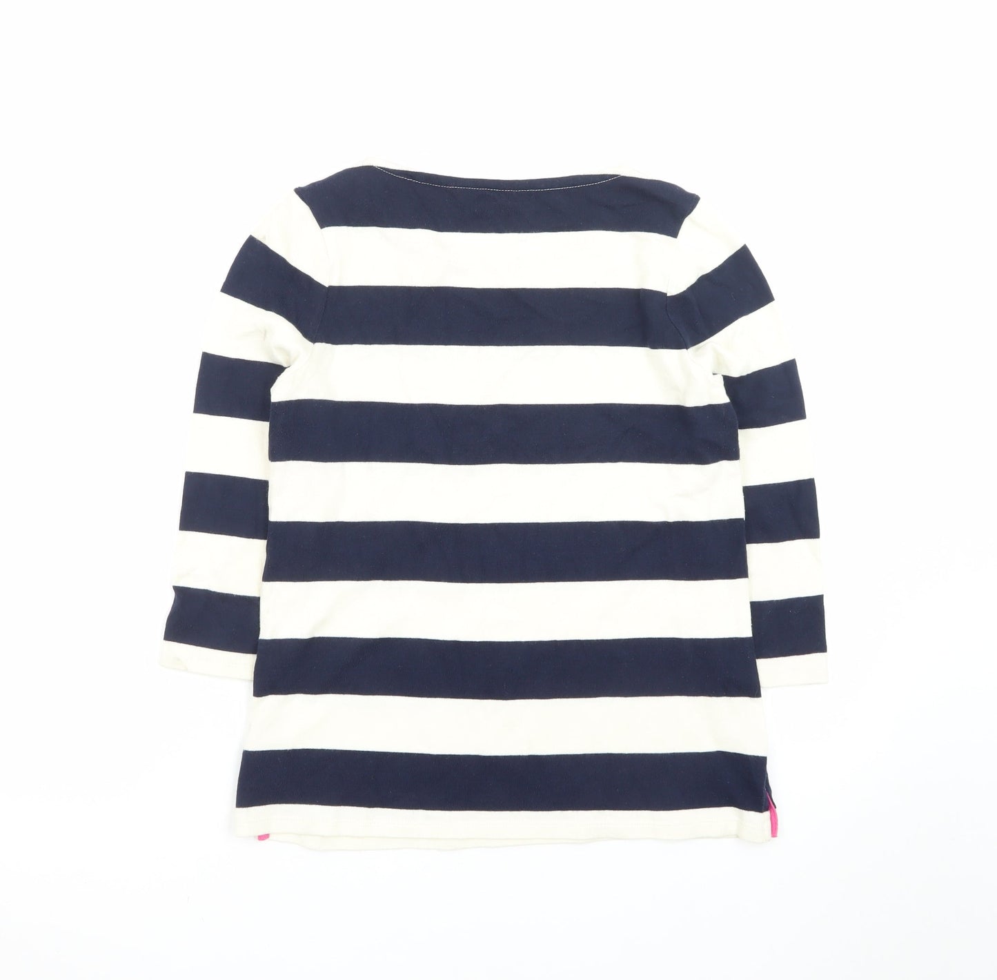 Boden Women’s Blue White Striped 3/4 Sleeve Cotton Boat Neck Top UK 10