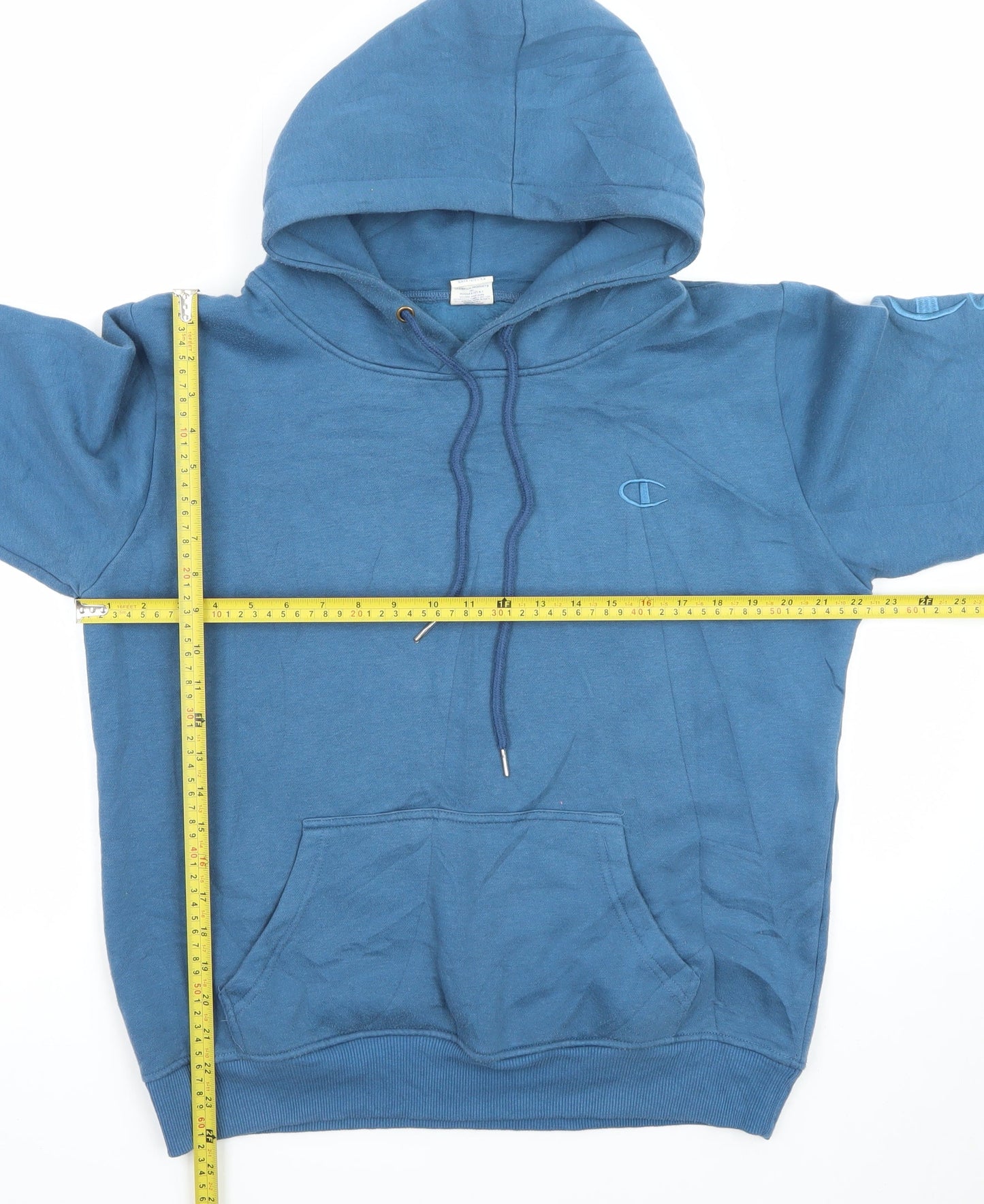 Champion Men’s Blue XL Pullover Hoodie with Logo Sleeve Print