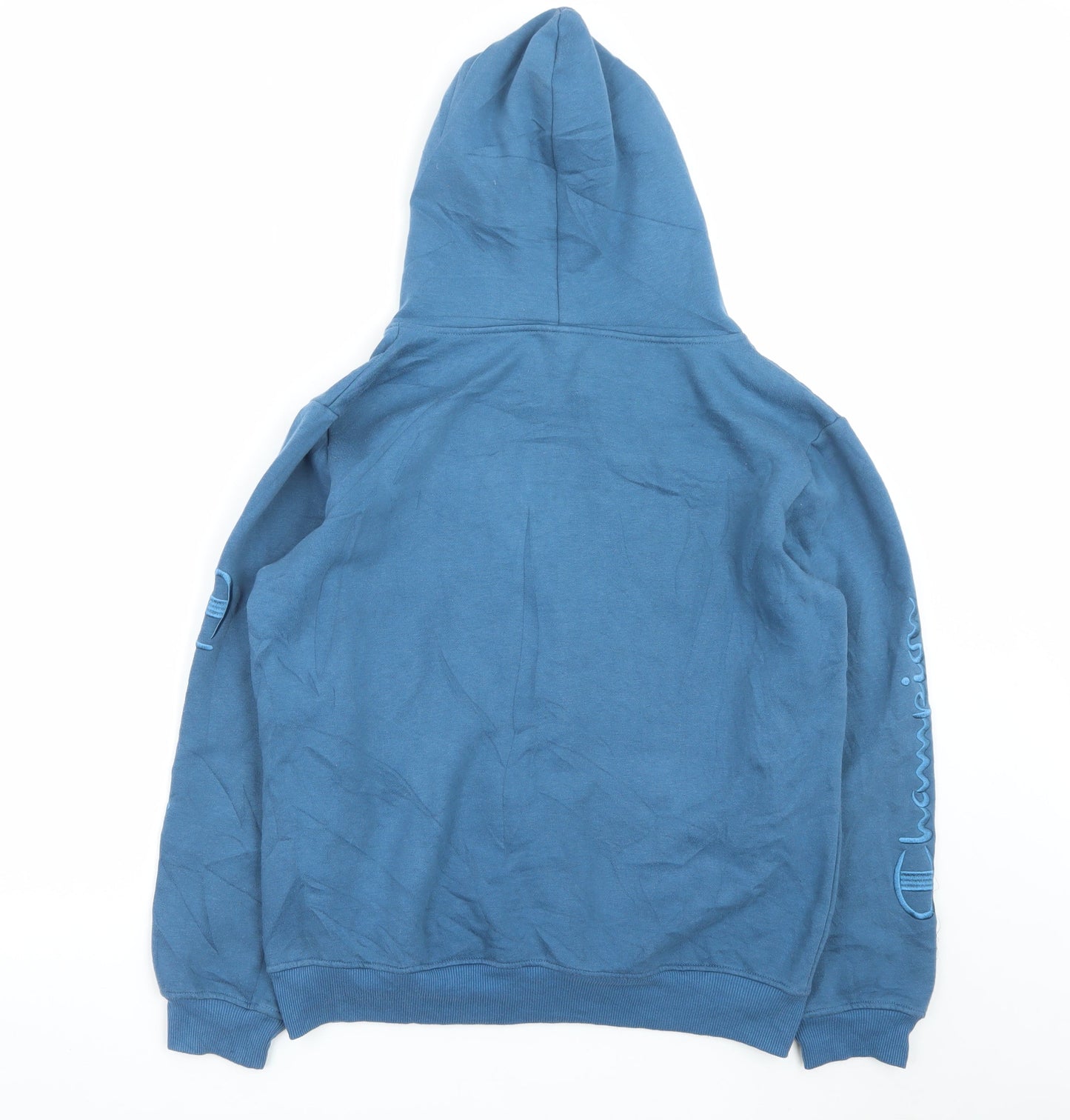 Champion Men’s Blue XL Pullover Hoodie with Logo Sleeve Print