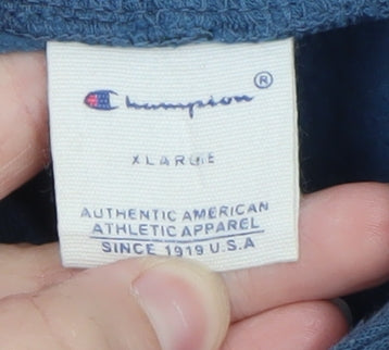 Champion Men’s Blue XL Pullover Hoodie with Logo Sleeve Print