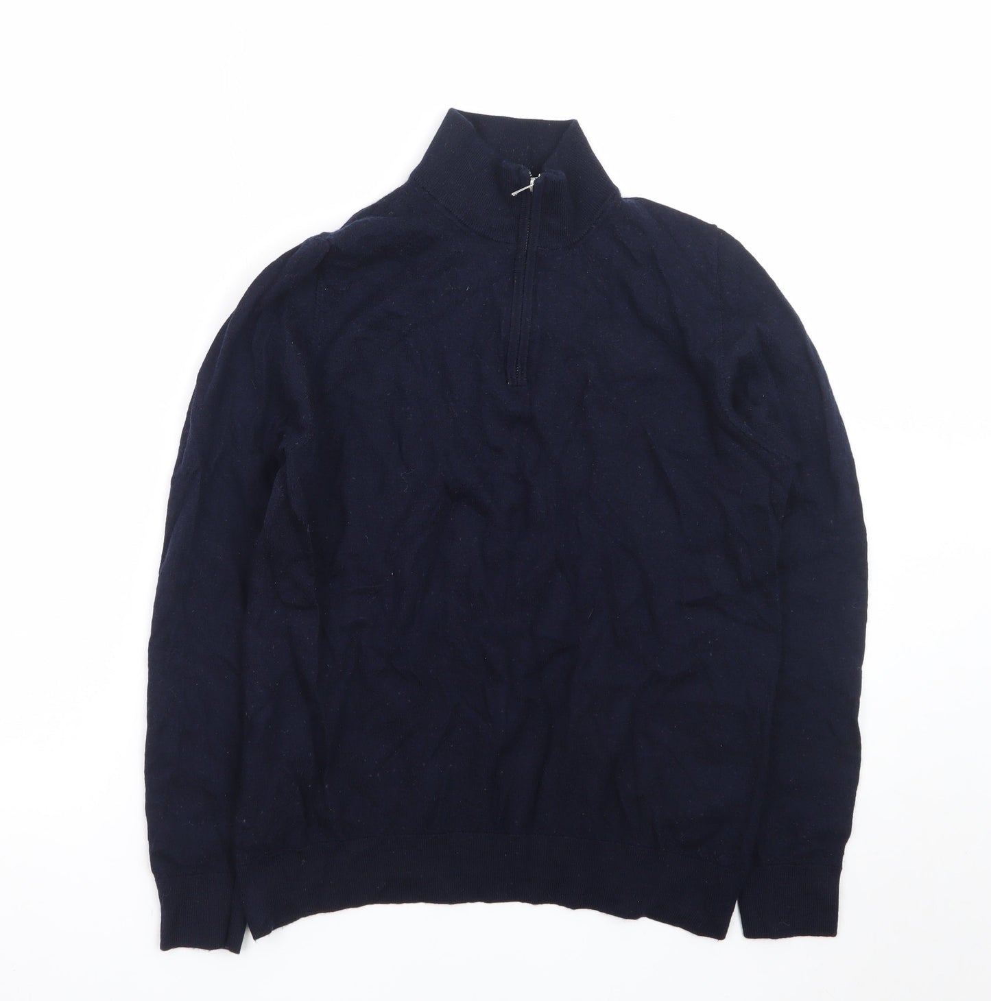Marks and Spencer Men’s Blue Merino Wool 1/2 Zip Jumper Medium