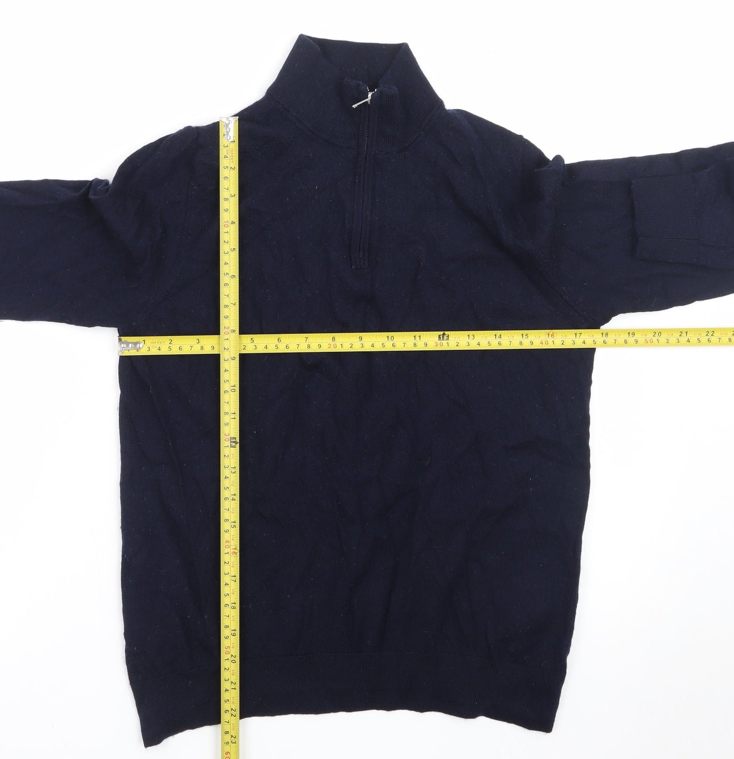 Marks and Spencer Men’s Blue Merino Wool 1/2 Zip Jumper Medium