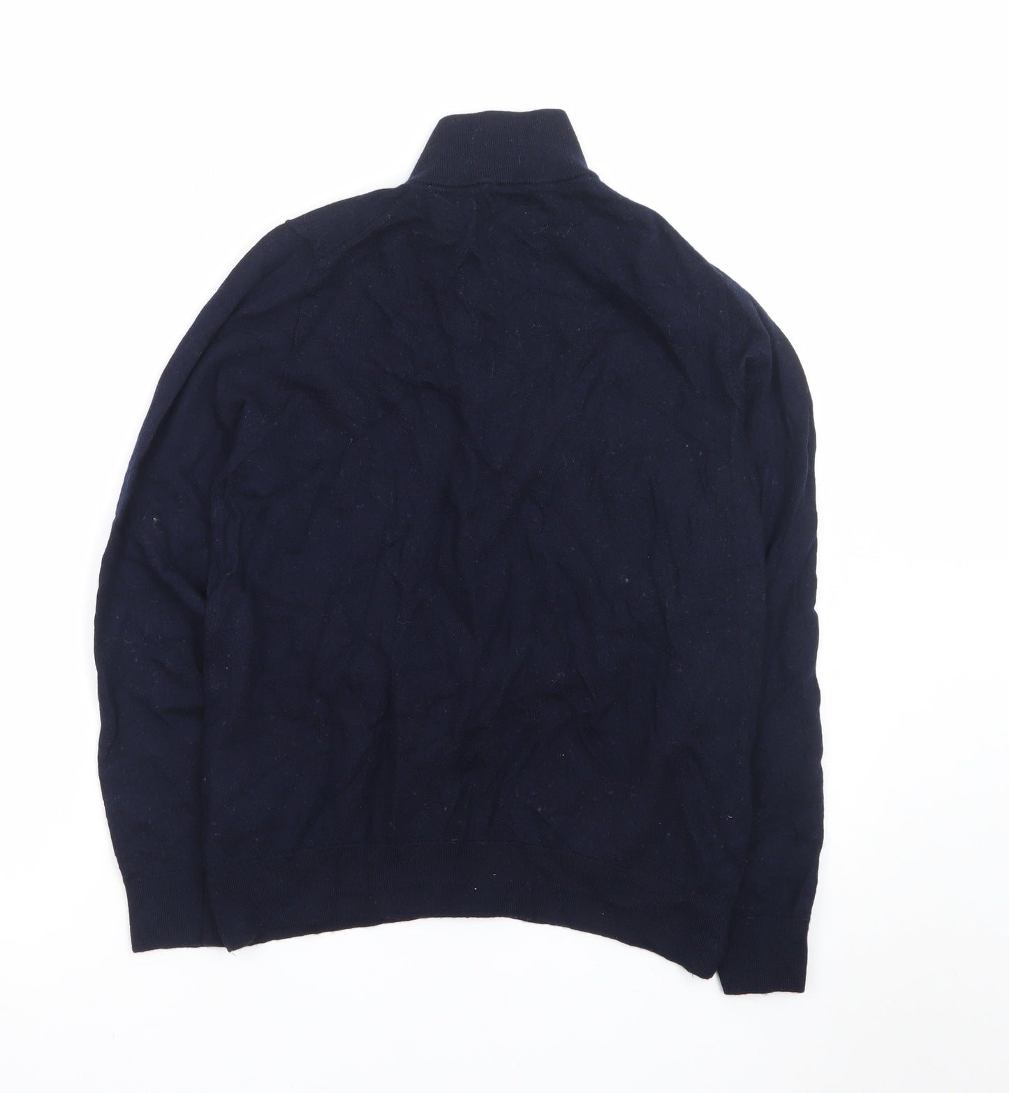 Marks and Spencer Men’s Blue Merino Wool 1/2 Zip Jumper Medium