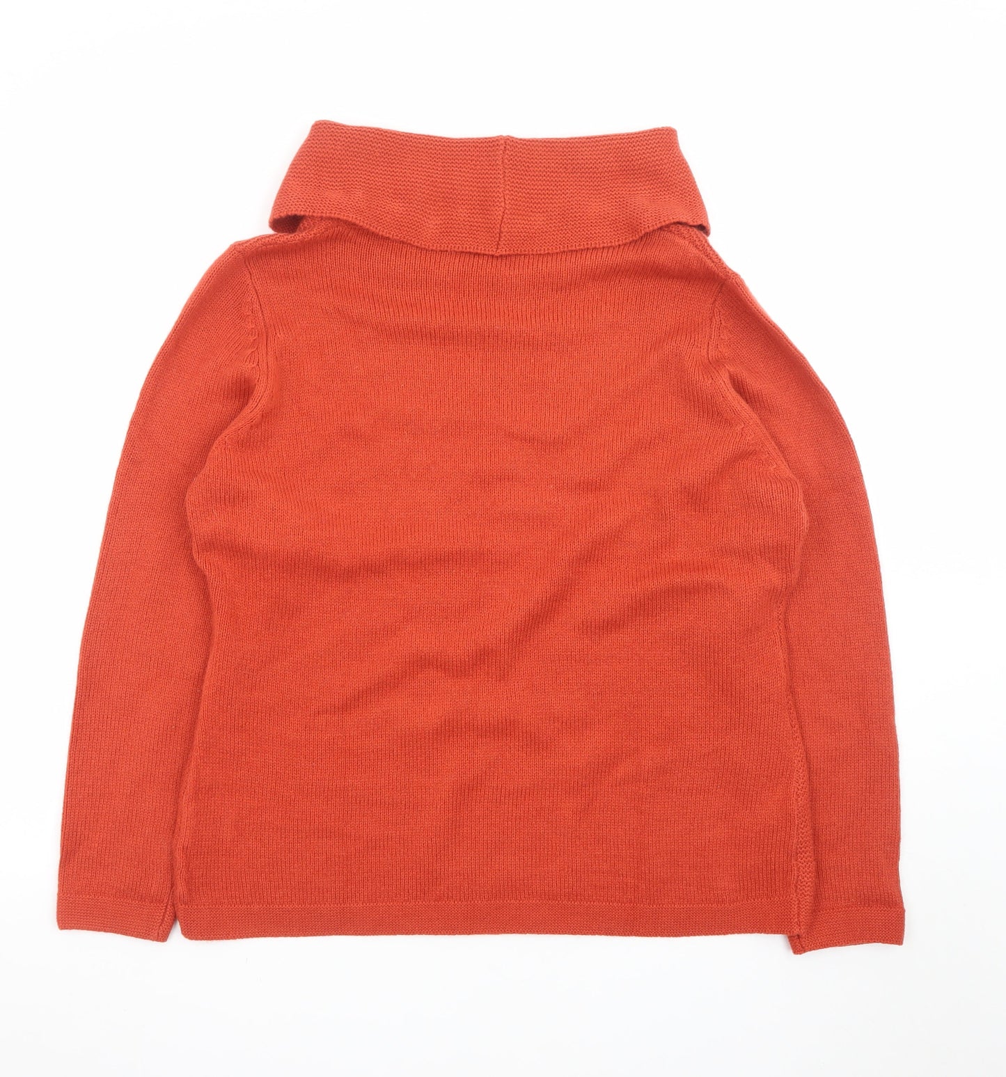 ISLE Essentials Women's Orange Cowl Neck Cable Knit Jumper Size 18-20