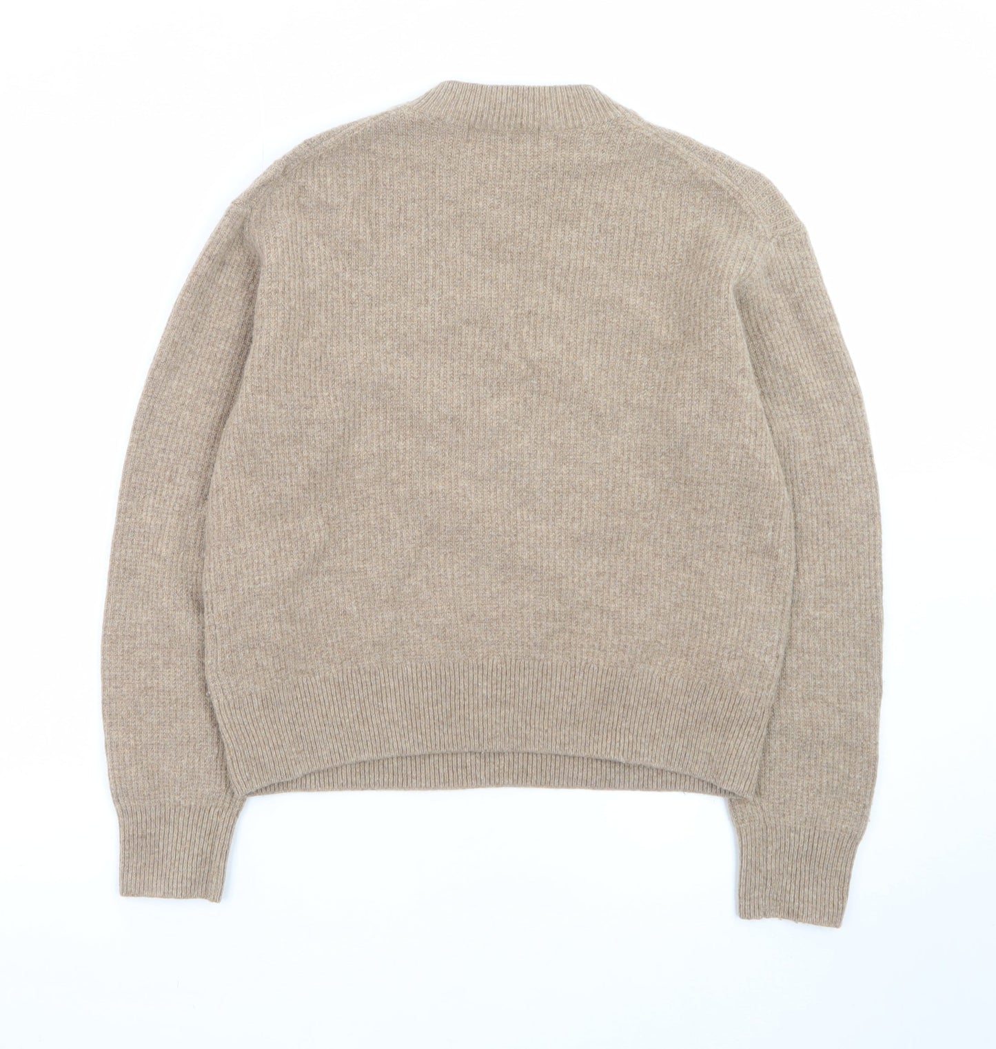 Comptoir des Cotonniers Women Beige Wool Cashmere Crew Neck Pullover S