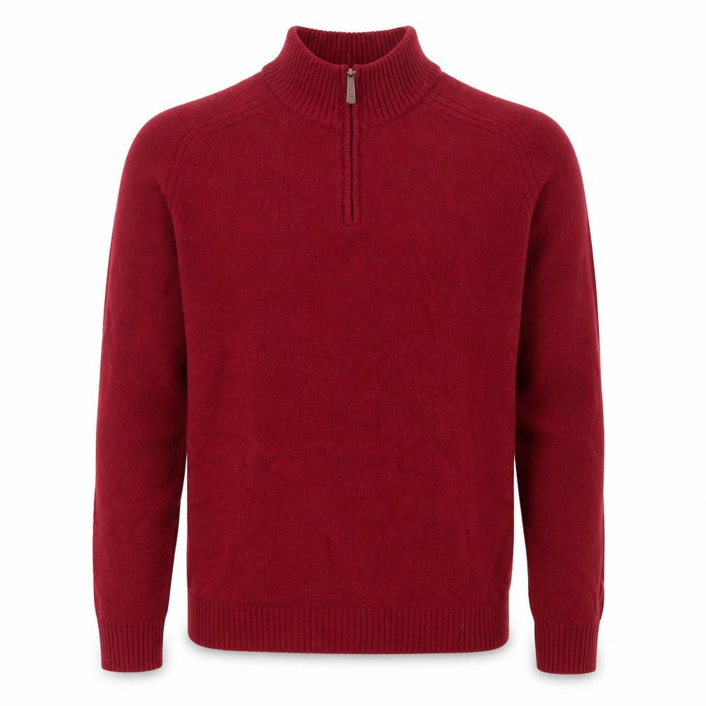 Lands' End Men's Red Lambswool 1/2 Zip High Neck Jumper Size L