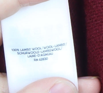 Lands' End Men's Red Lambswool 1/2 Zip High Neck Jumper Size L
