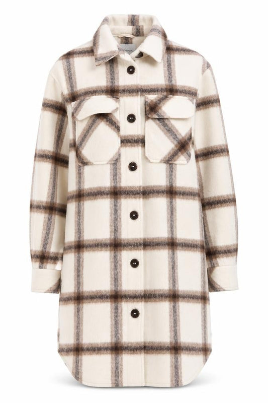 George Women’s Beige Check Button Shacket Jacket XS Relaxed Fit