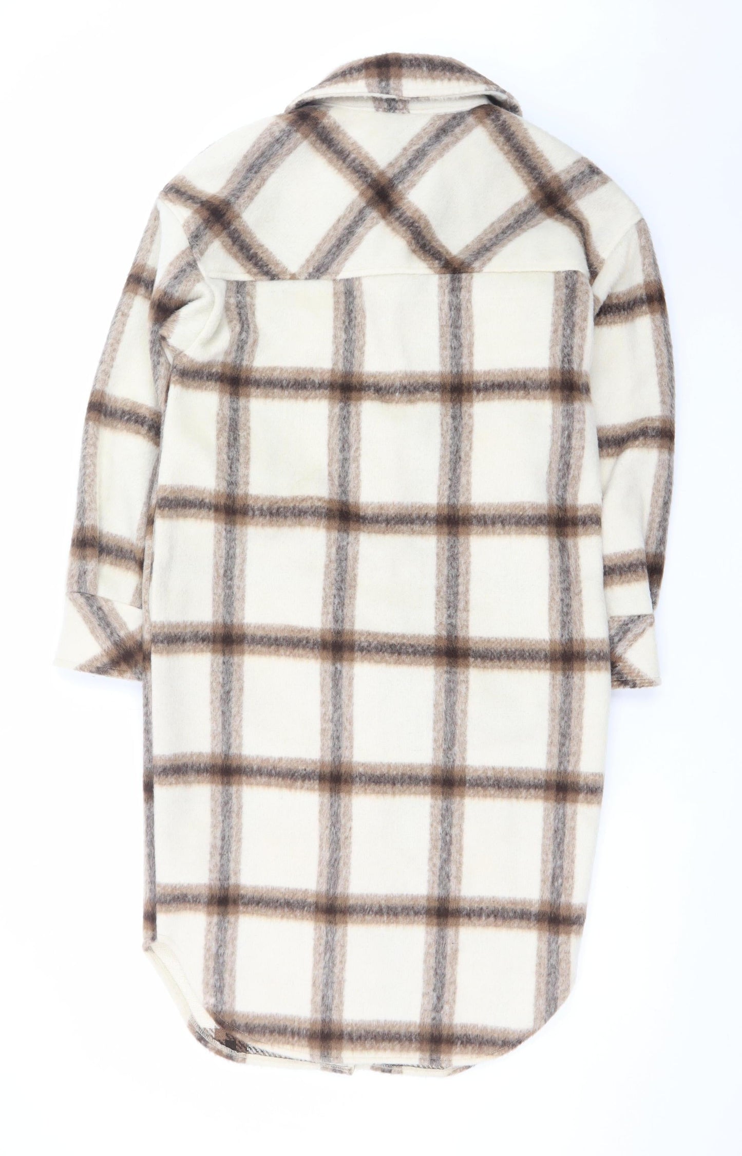 George Women’s Beige Check Button Shacket Jacket XS Relaxed Fit
