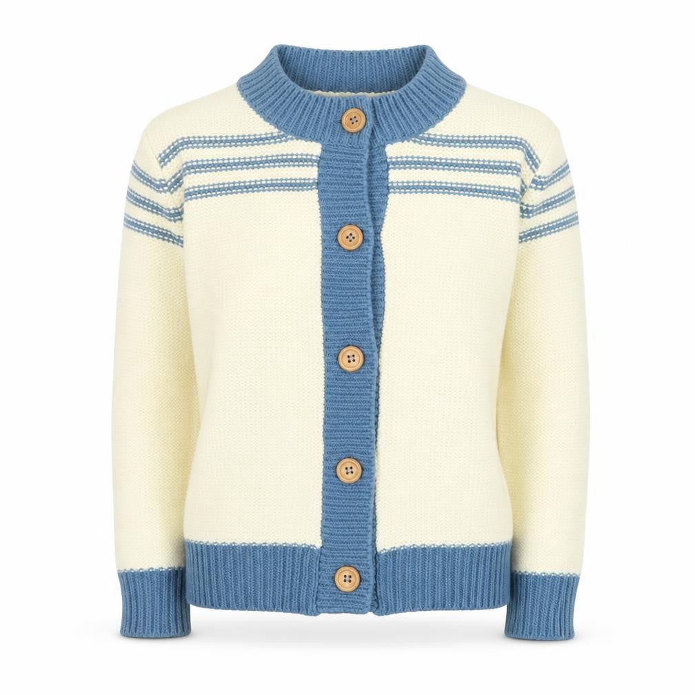 The Final Touch Women’s Ivory Blue Knit Button Cardigan M