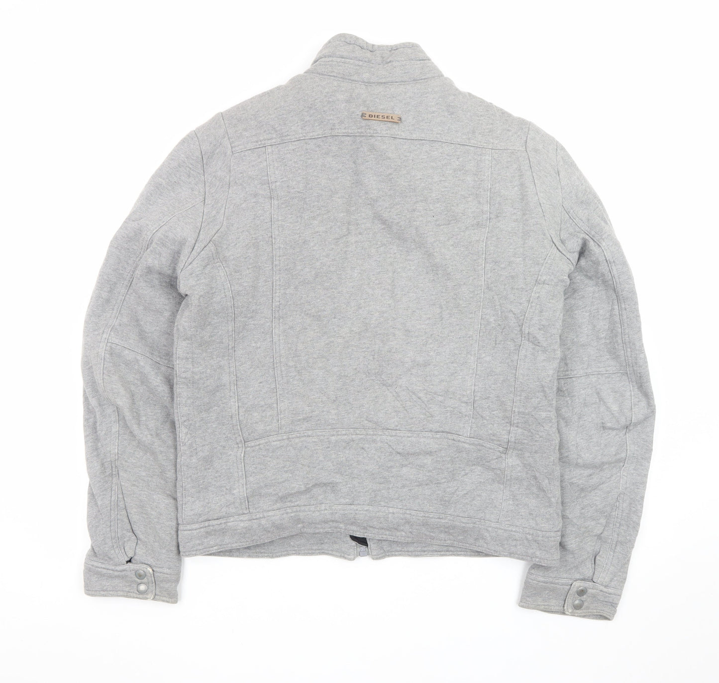 Diesel Men’s Grey Cotton Bomber Jacket Size L Regular Fit