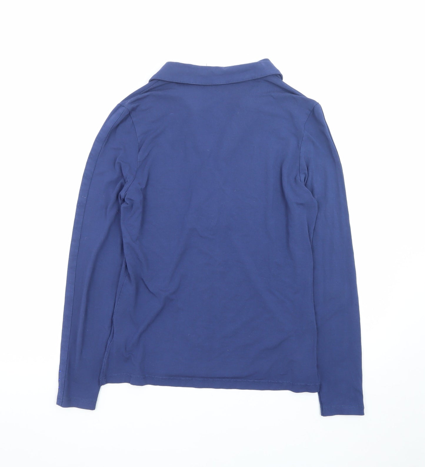 Oscar B. Women’s Blue Ruffle Long Sleeve Cotton Blend Blouse Size S