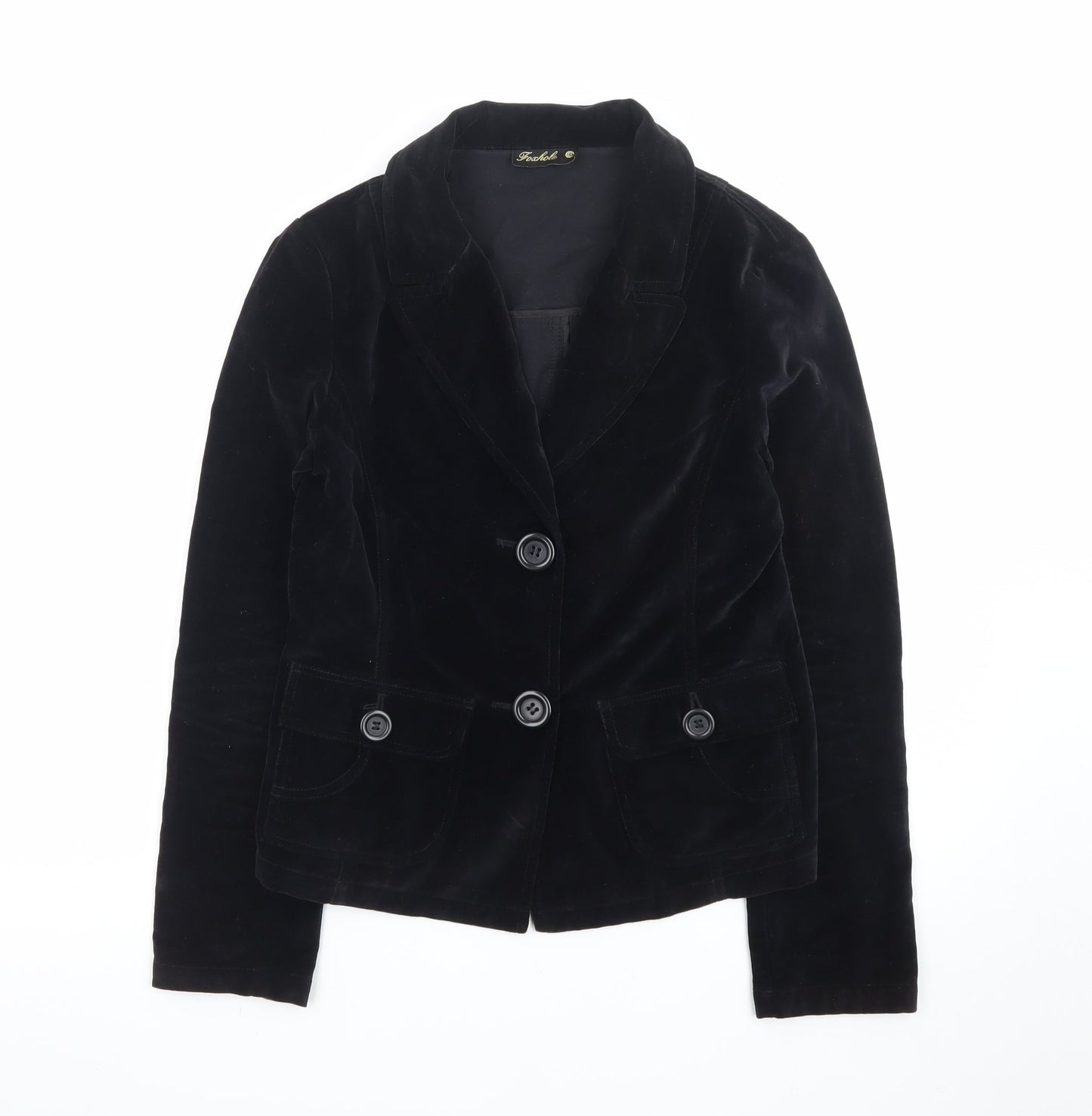 Foxhole Women’s Black Velvet Tailored Blazer Size 10 Classic Jacket
