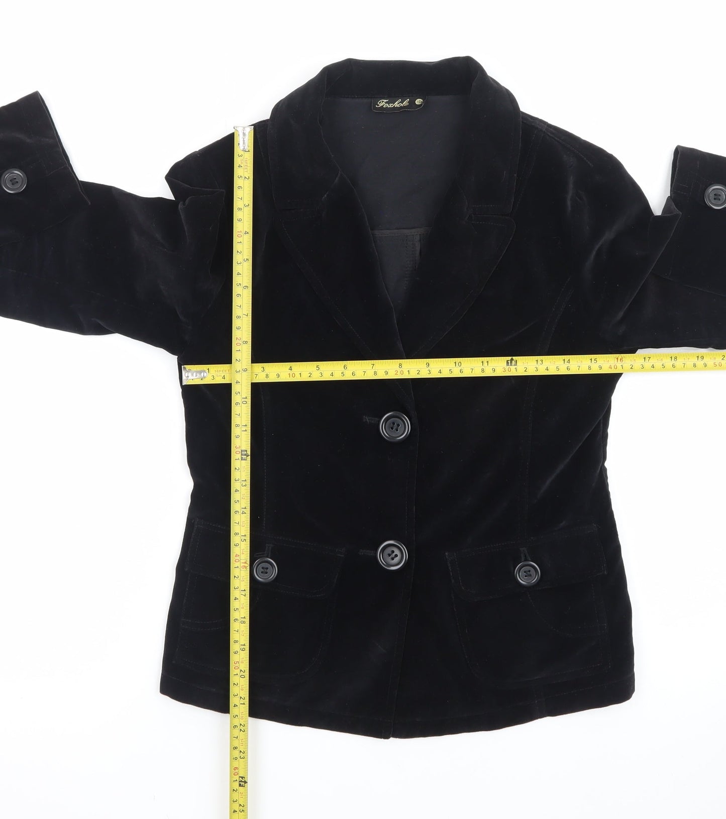 Foxhole Women’s Black Velvet Tailored Blazer Size 10 Classic Jacket