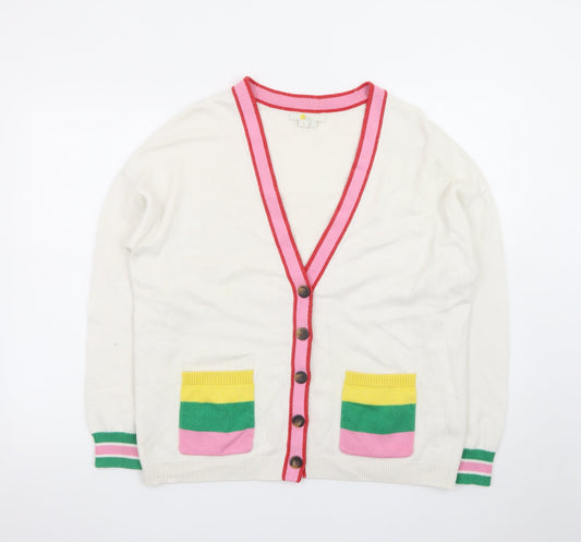Boden Women’s Multicoloured Cotton V-Neck Cardigan Size 16