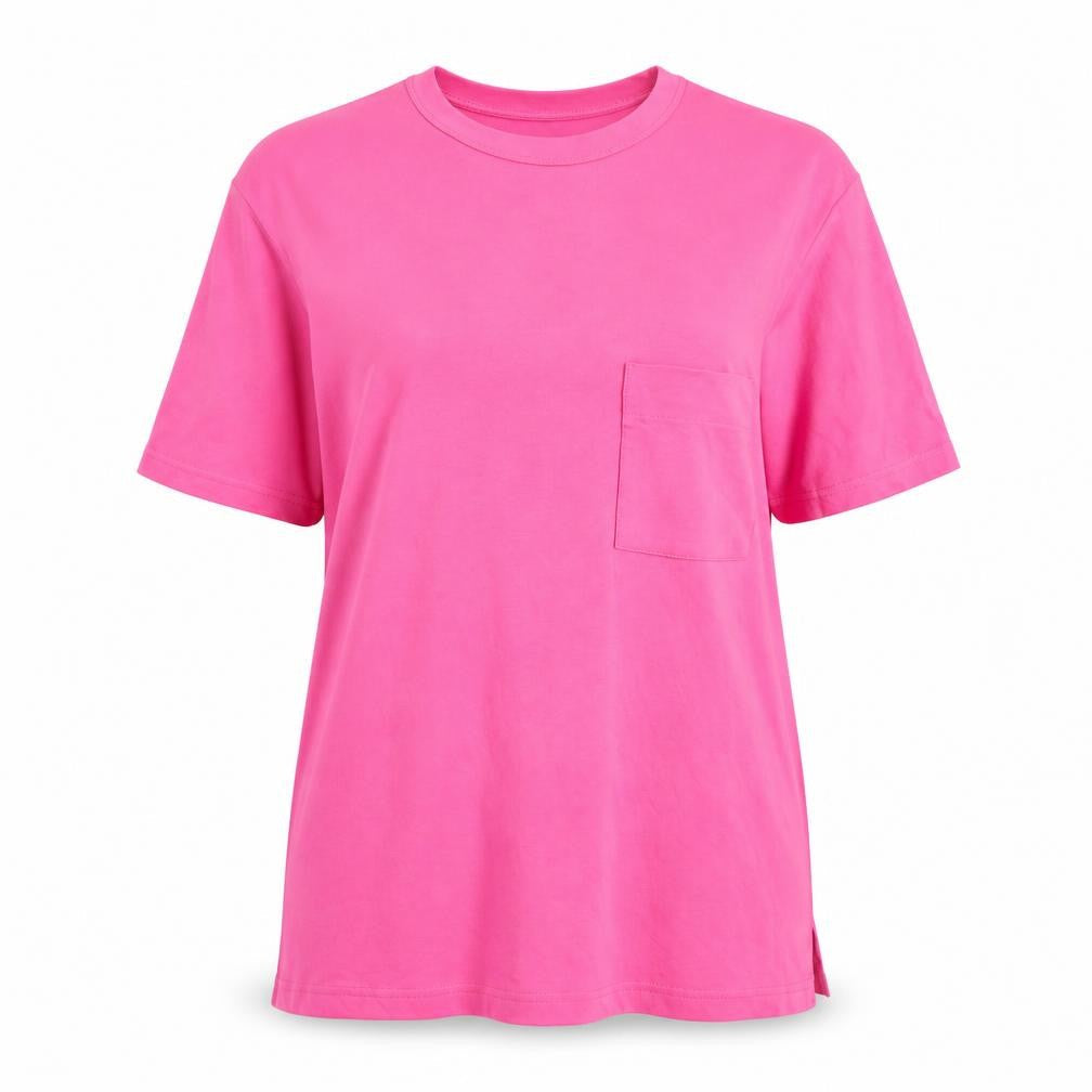 Zara Women Pink Relaxed Fit Cotton Crew Neck T-Shirt Size 14