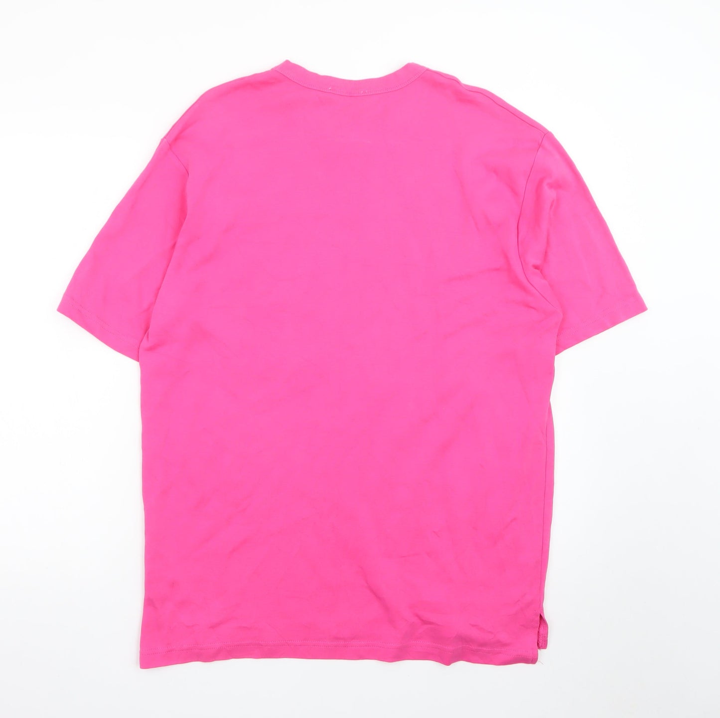 Zara Women Pink Relaxed Fit Cotton Crew Neck T-Shirt Size 14
