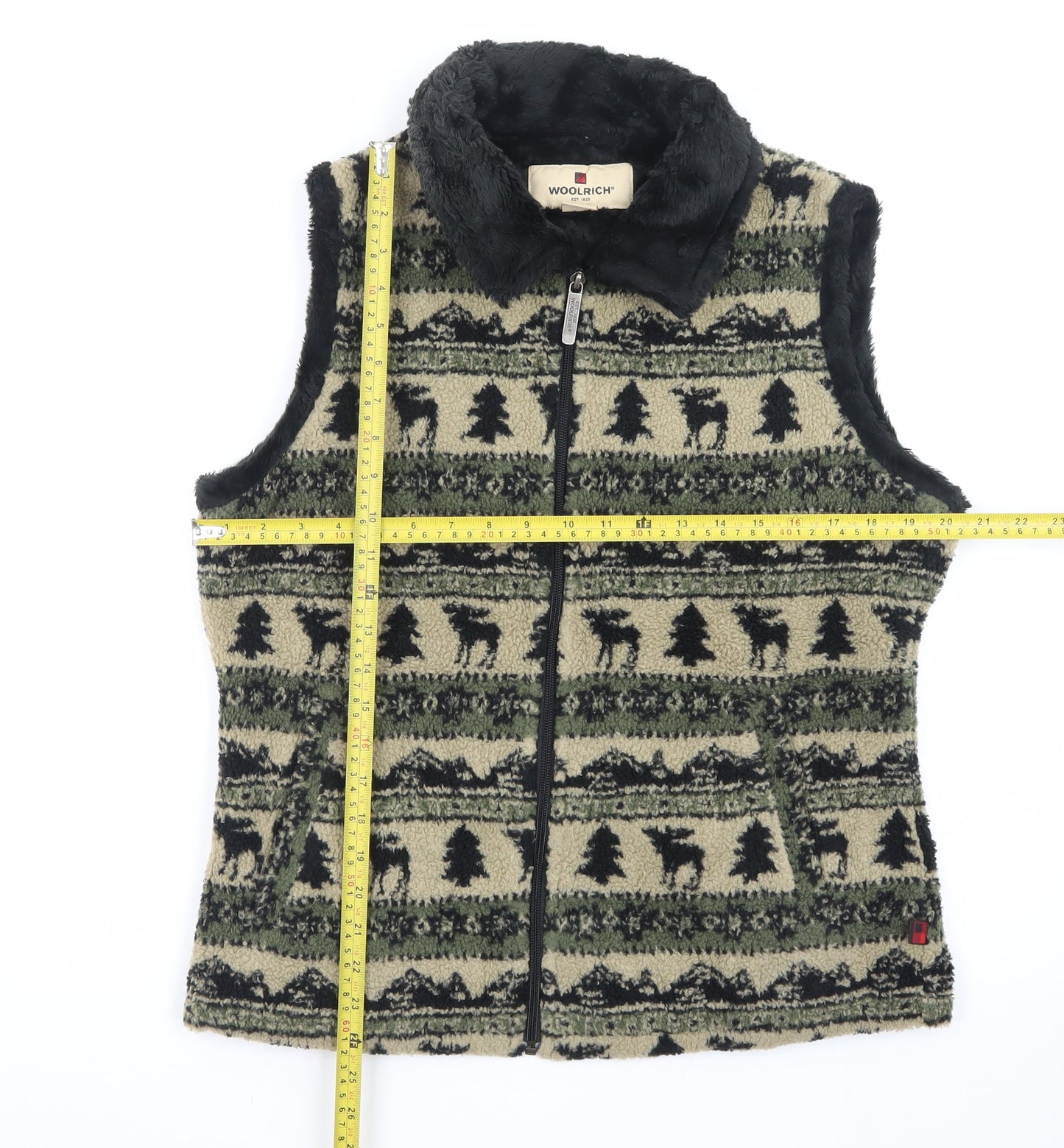 Woolrich Womens Beige Fleece Zip Waistcoat Bodywarmer M