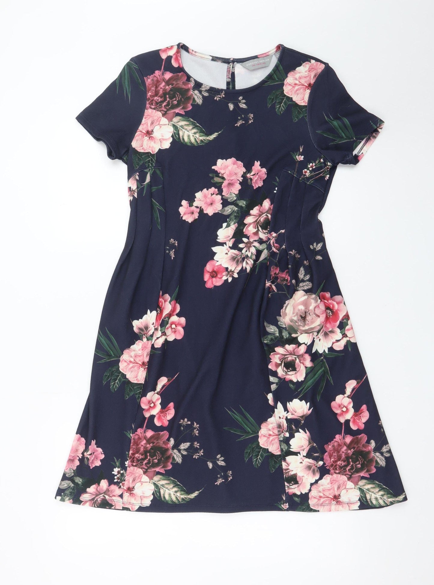 Dorothy Perkins Women's Blue Floral A-Line Dress Size 10