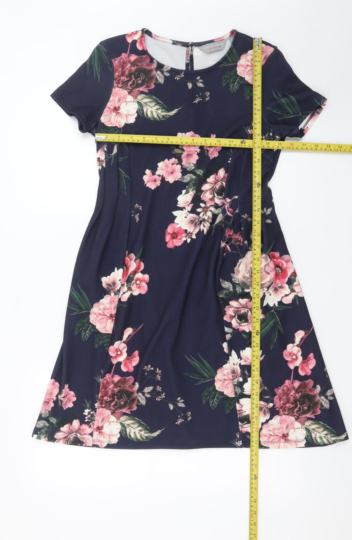 Dorothy Perkins Women's Blue Floral A-Line Dress Size 10