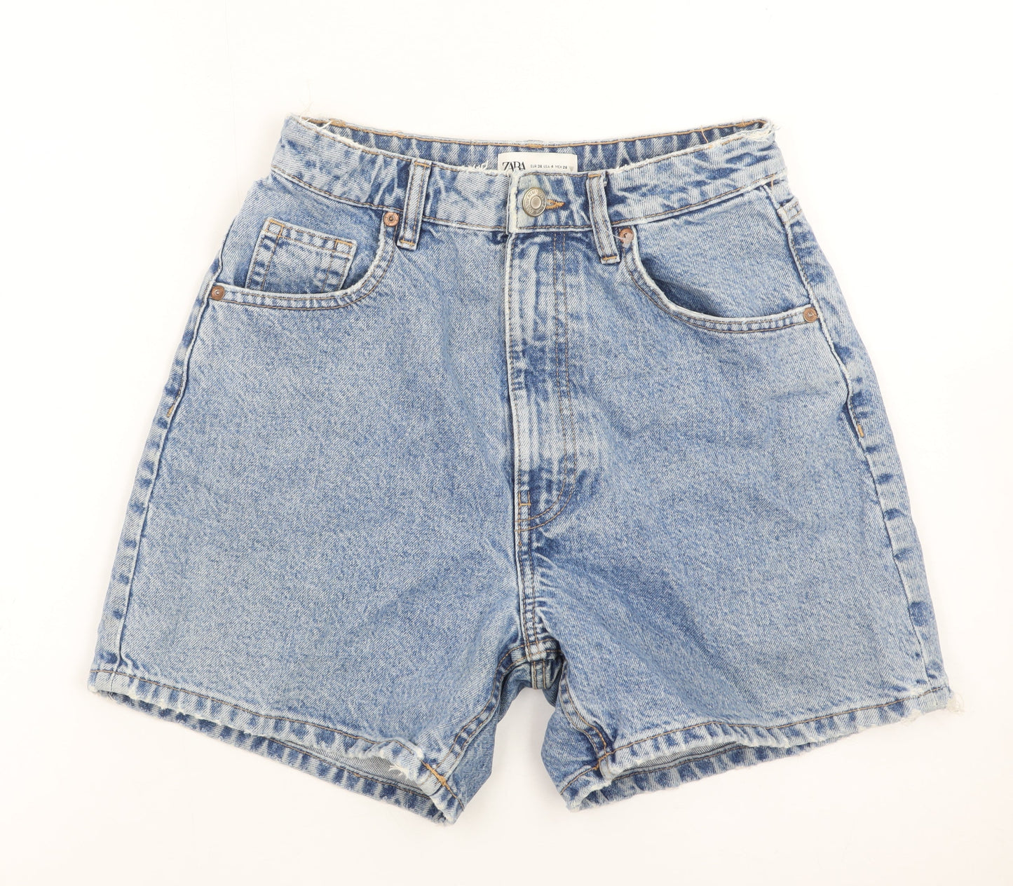 Zara Women Blue High Rise Mom Denim Shorts Size 8