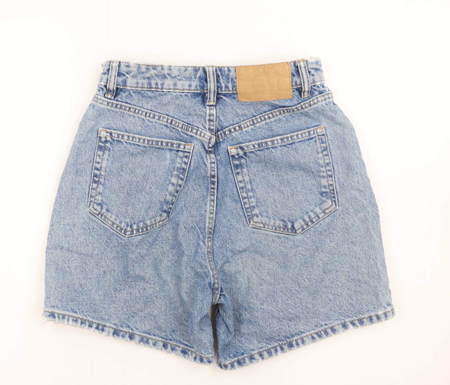 Zara Women Blue High Rise Mom Denim Shorts Size 8