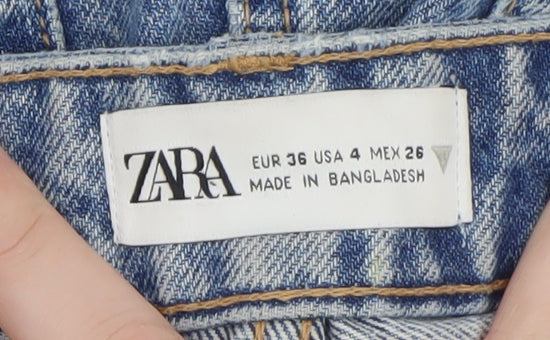 Zara Women Blue High Rise Mom Denim Shorts Size 8