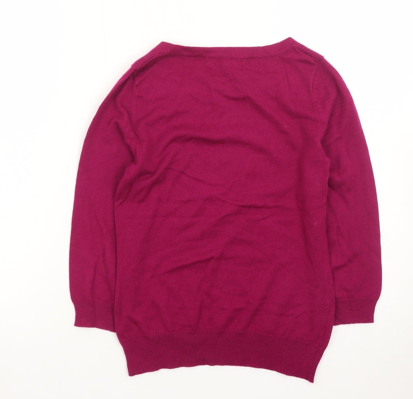 Laura Ashley Women's Pink Boat Neck Button Trim Cotton Jumper Size 8
