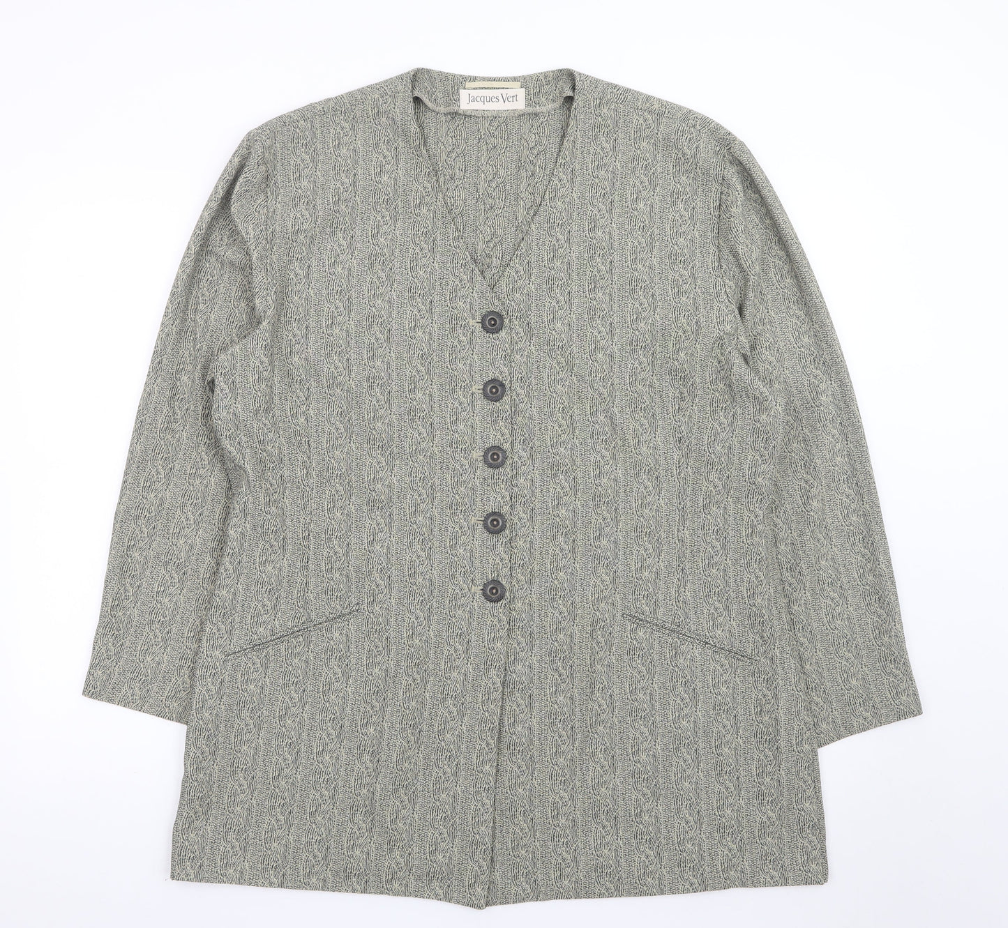 Jacques Vert Women Grey Long Single-Breasted Suit Jacket Size 18
