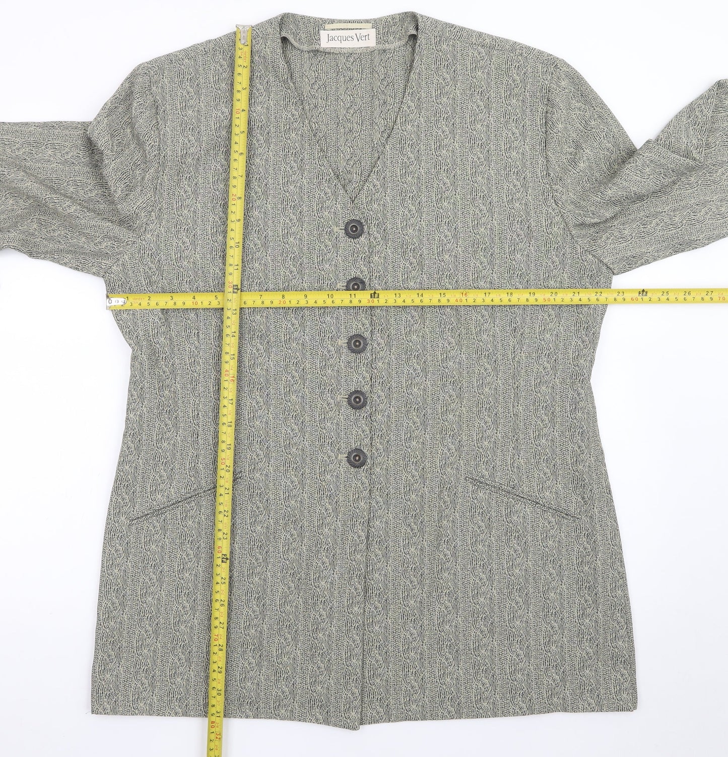 Jacques Vert Women Grey Long Single-Breasted Suit Jacket Size 18