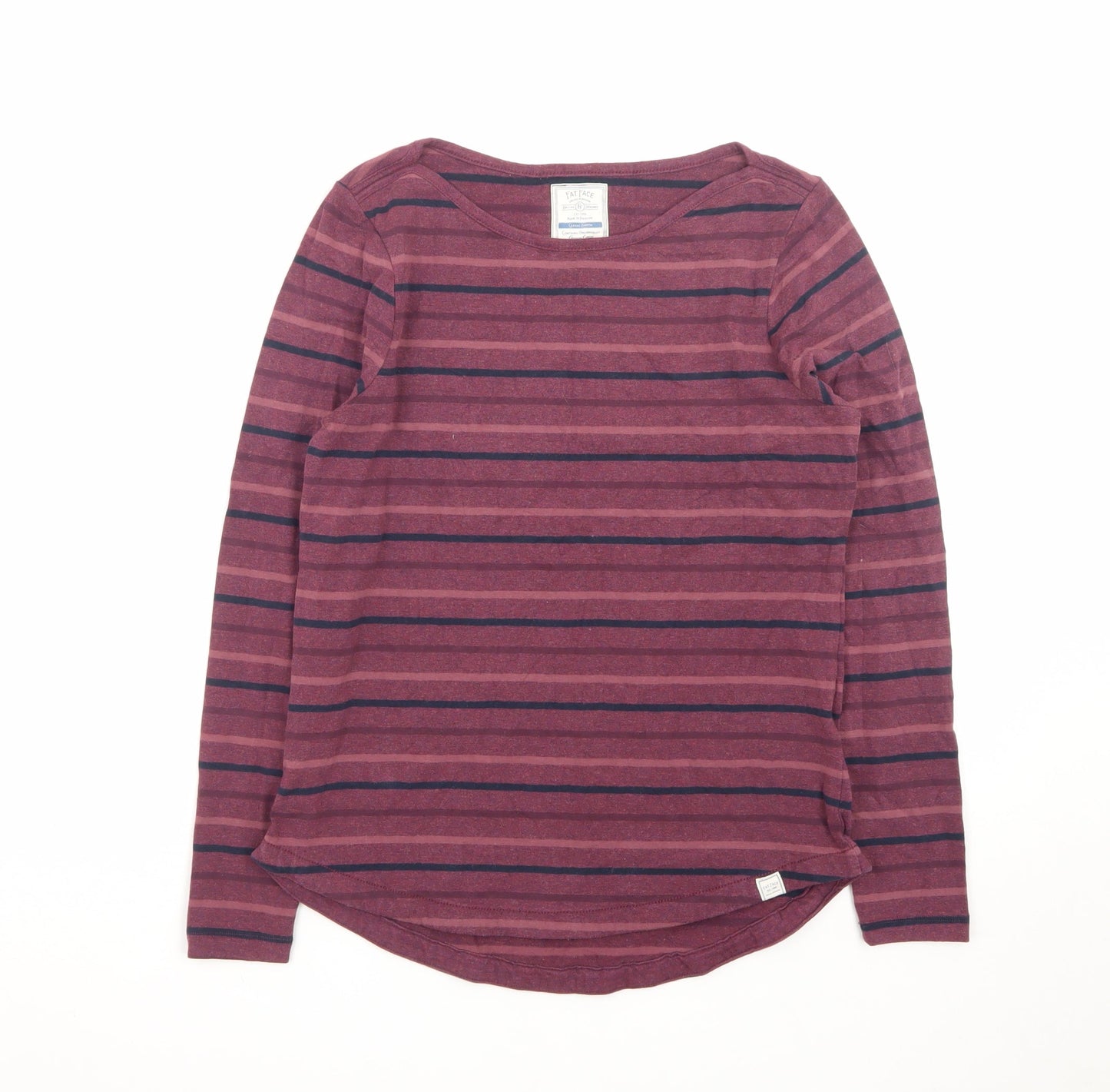 Fat Face Women's Purple Striped Long Sleeve Cotton T-Shirt Size 8