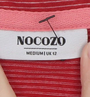 NOCOZO Womens Red Striped Star Sequin Long Sleeve T-Shirt UK 12