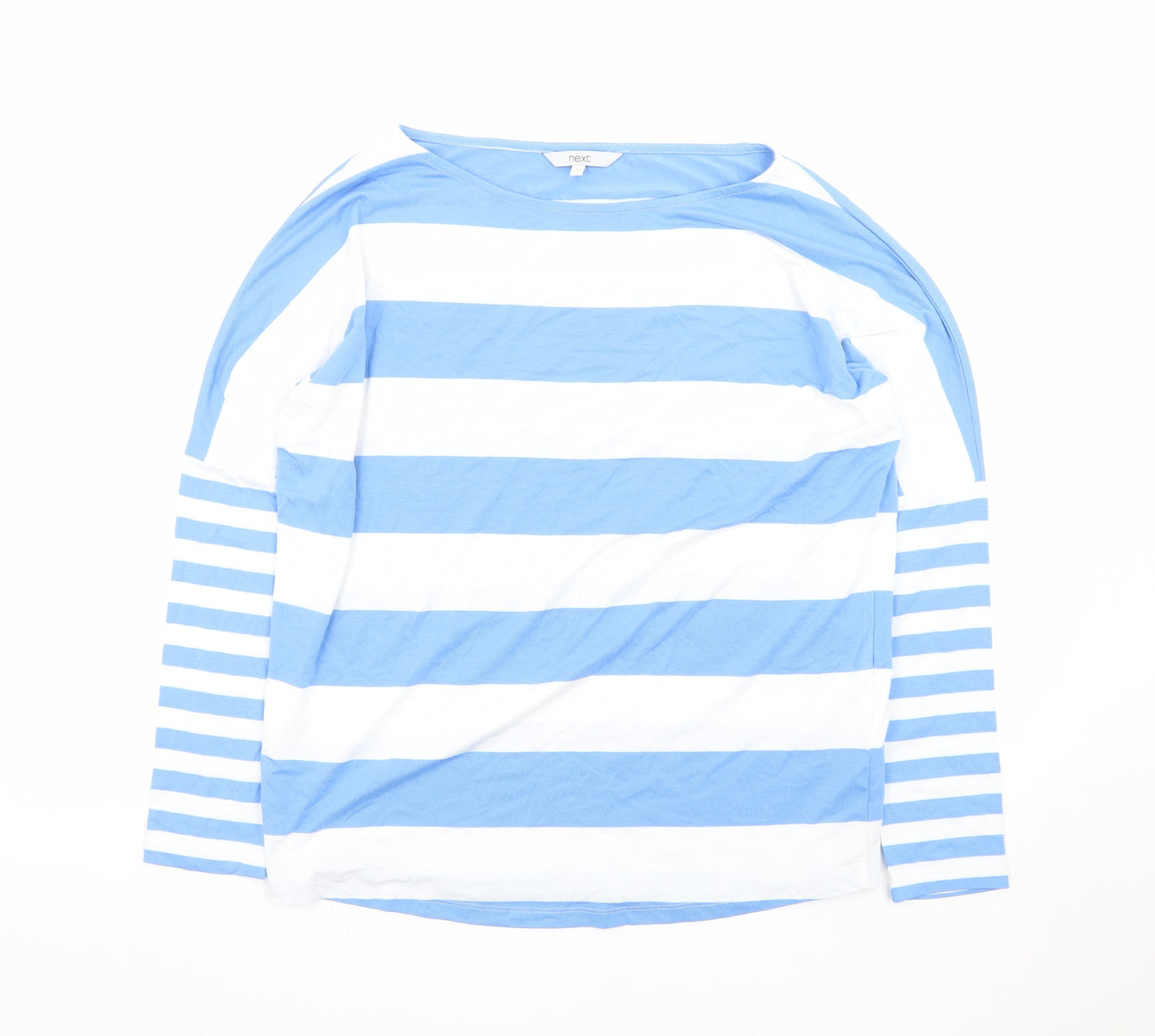 Next Women's Blue White Striped Long Sleeve Jersey T-Shirt UK 12